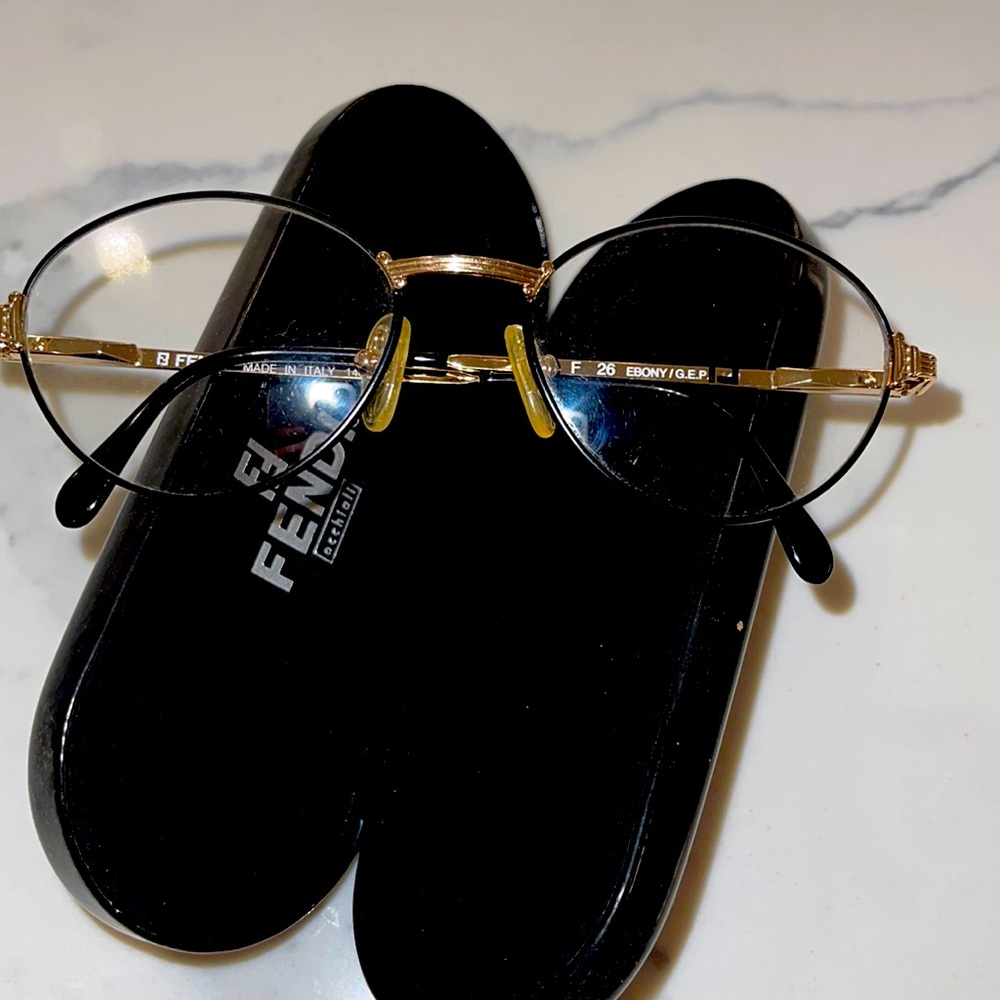 New Fendi Eyeglass Frame. Model F 26 Ebony Gold, Size 54 / 16